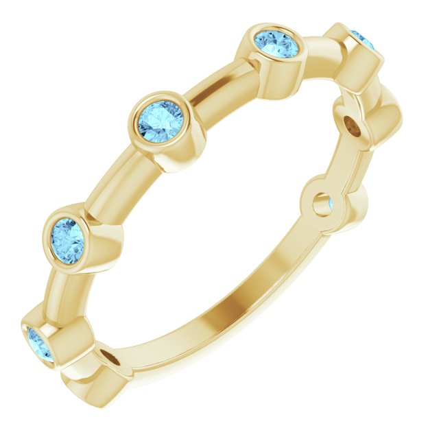 Bague barrette sertie d'une aigue-marine naturelle jaune 14 carats