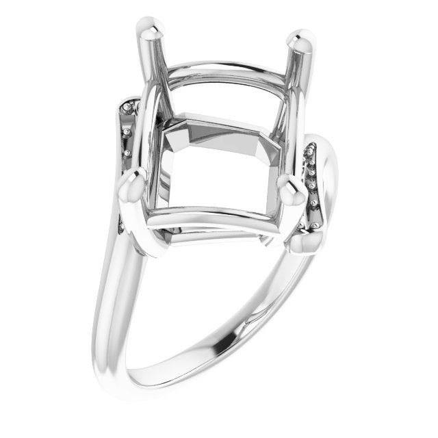Bague en or blanc 10 carats avec monture en émeraude de 12 x 10 mm