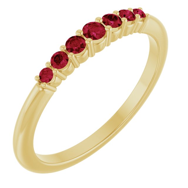 Bague empilable en or jaune 14 carats avec rubis naturel