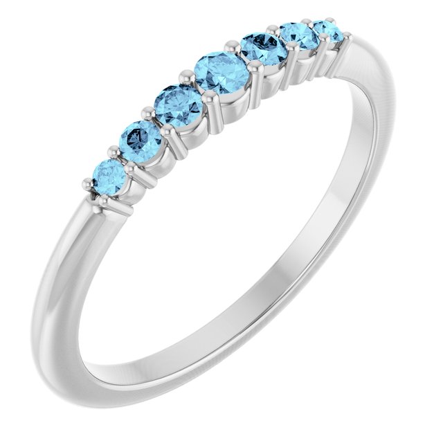 Bague empilable en argent sterling et aigue-marine naturelle