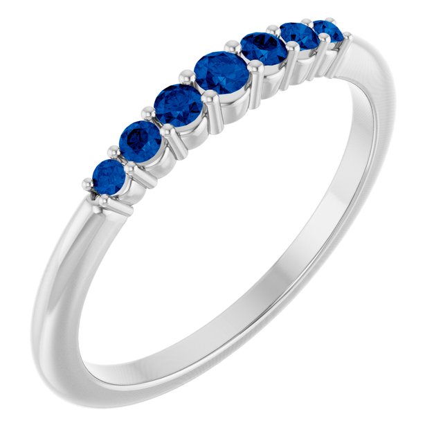 Bague empilable en platine et saphir bleu naturel
