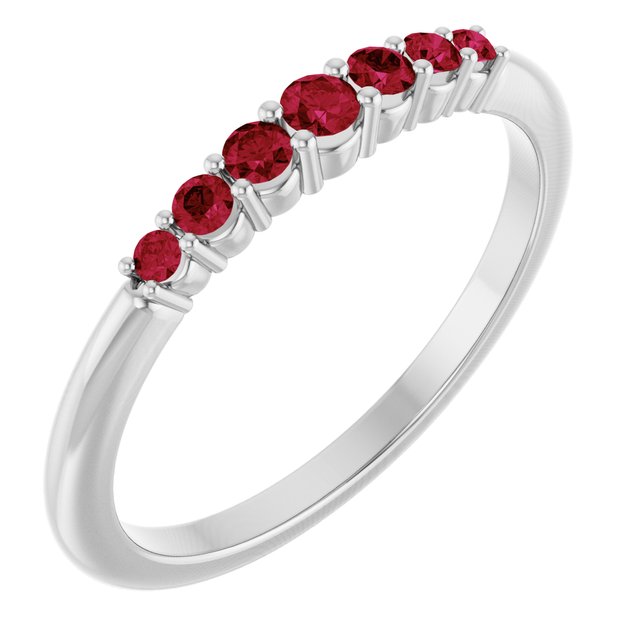 Bague empilable en or blanc 14 carats avec rubis naturel