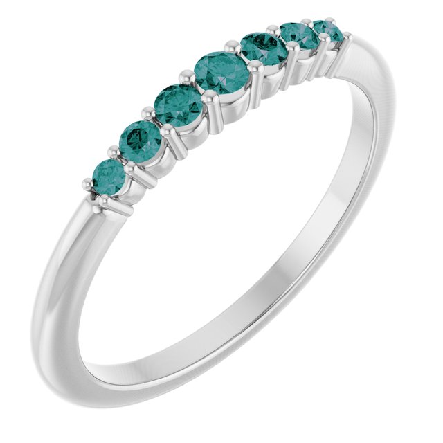 Bague empilable en platine et alexandrite naturelle