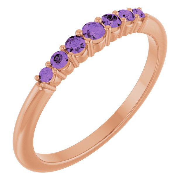 Bague empilable en or rose 14 carats et améthyste naturelle