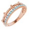 Bague croix empilable en or rose 14 carats et aigue-marine naturelle