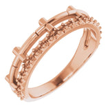 Bague croix empilable en or rose 14 carats