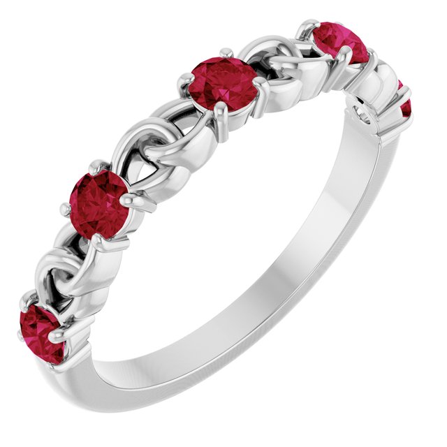 Bague empilable en platine et rubis naturel