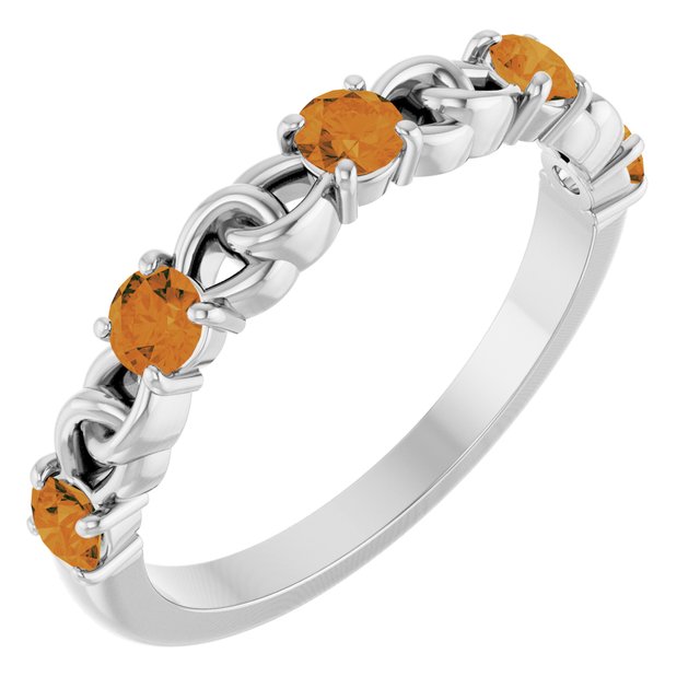Bague empilable en platine et citrine naturelle