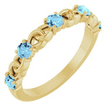 Bague empilable en aigue-marine naturelle jaune 14 carats