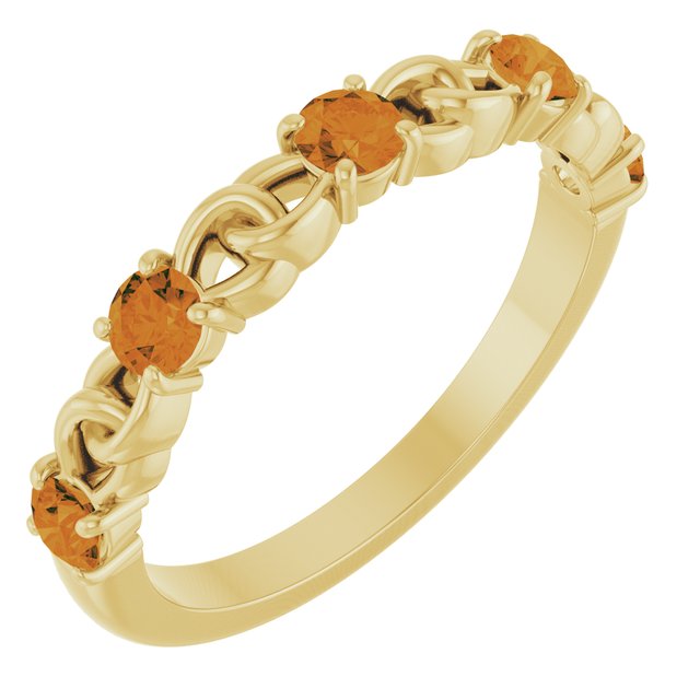 Bague empilable en citrine naturelle jaune 14 carats