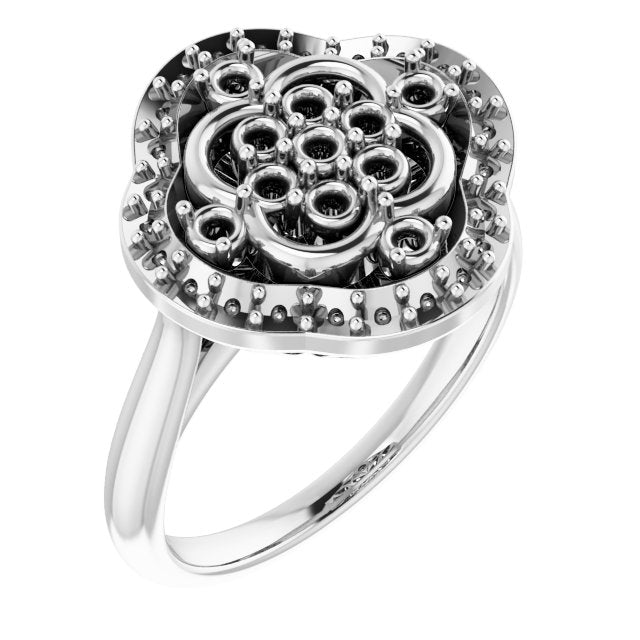 Bague de montage de style halo blanc 14K