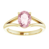 14K Yellow Gold Natural Pink Morganite Ring