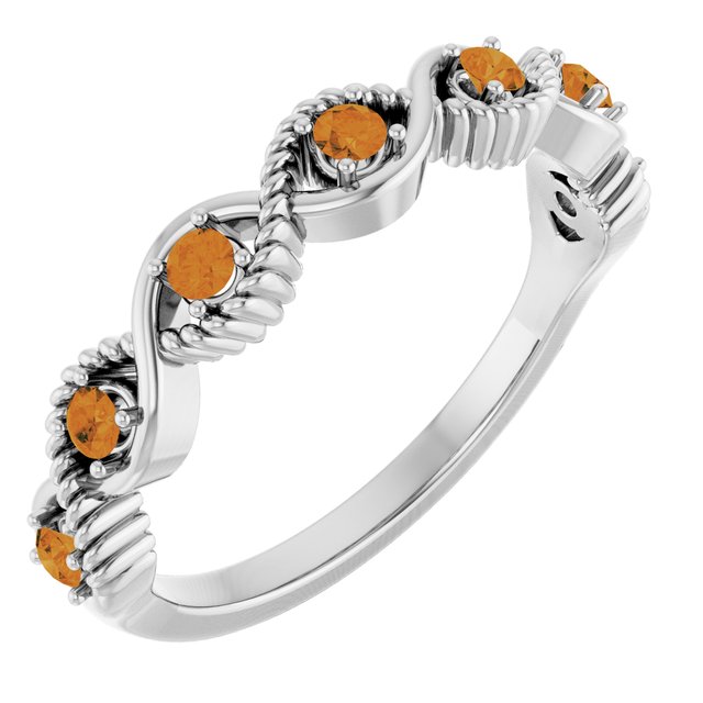 Bague empilable en argent sterling et citrine naturelle