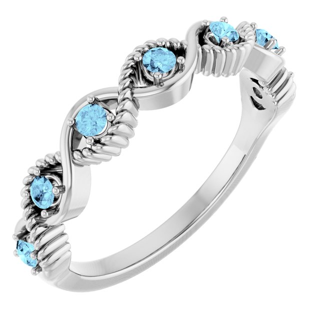 Bague empilable en argent sterling et aigue-marine naturelle