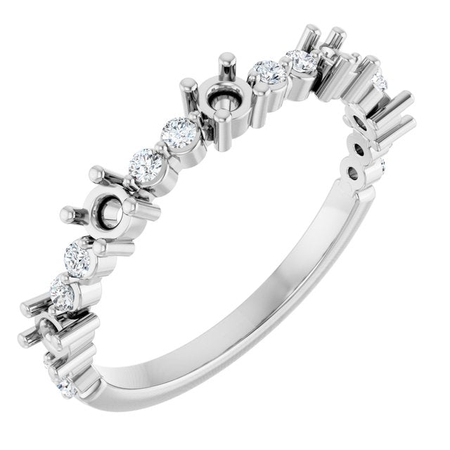 Bague empilable en platine sertie de diamants naturels semi-sertis (0,25 carat au total)