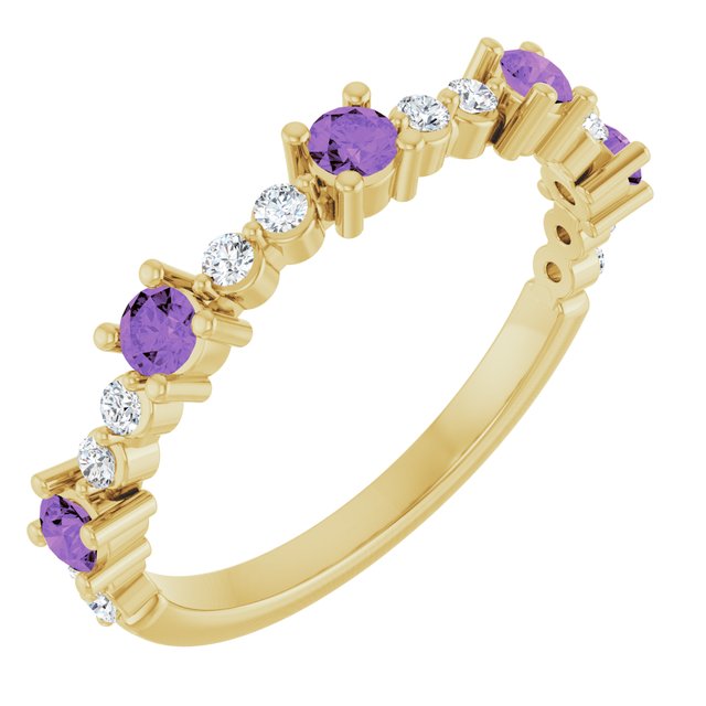 Bague en or 14 carats avec améthyste jaune naturelle et diamants naturels (0,25 carat au total).
