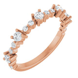 Bague en or rose 14 carats, saphir blanc naturel et diamants naturels (0,25 carat au total)
