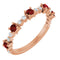 Bague en or rose 14 carats sertie d'un grenat naturel du Mozambique et de diamants naturels (0,25 carat au total).
