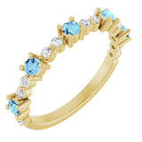 Bague en or 14 carats avec aigue-marine naturelle jaune et diamants naturels (0,25 carat au total).