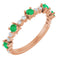 Bague en or rose 14 carats sertie d'une émeraude naturelle et de diamants naturels (0,25 carat au total).