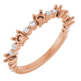 Bague empilable semi-sertie en or rose 14 carats avec diamants naturels de 0,25 carat au total