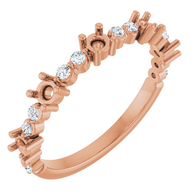 Bague empilable semi-sertie en or rose 14 carats avec diamants naturels de 0,25 carat au total