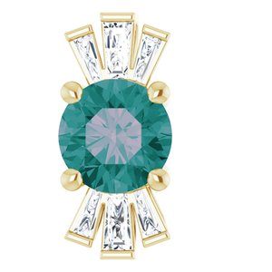 Pendentif en or 14 carats avec alexandrite de laboratoire jaune et diamants naturels (0,25 carat au total).