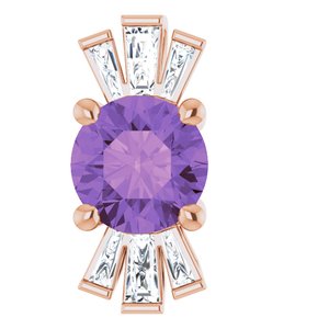 Pendentif en or 14 carats avec améthyste rose naturelle et diamants naturels (0,25 carat au total).