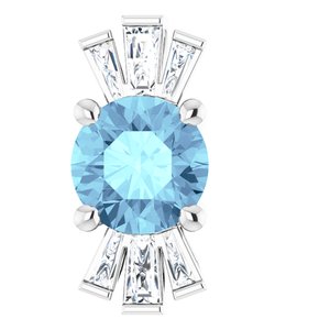 Pendentif en or 14 carats orné d'une aigue-marine blanche naturelle et de diamants naturels (0,25 carat au total).