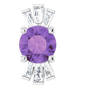 Pendentif en or 14 carats orné d'une améthyste blanche naturelle et de diamants naturels (0,25 carat au total).
