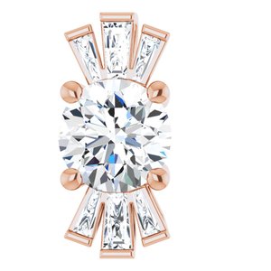 Pendentif en or rose 14 carats, saphir blanc naturel et diamants naturels (0,25 carat au total)