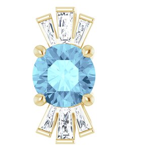 Pendentif en or 14 carats orné d'une aigue-marine naturelle jaune et de diamants naturels (0,25 carat au total).
