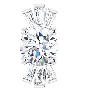 Pendentif en argent sterling, saphir blanc naturel et diamants naturels (0,25 carat au total)