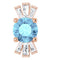 Pendentif en or rose 14 carats avec aigue-marine naturelle et diamants naturels (0,25 carat au total).