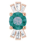 Pendentif en or 14 carats avec alexandrite de laboratoire rose et diamants naturels (0,25 carat au total).