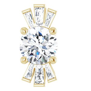 Pendentif en or jaune 14 carats, saphir blanc naturel et diamants naturels (0,25 carat au total)