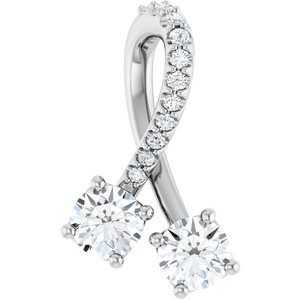 Pendentif en or blanc 14 carats serti de diamants naturels (0,5 carat au total)