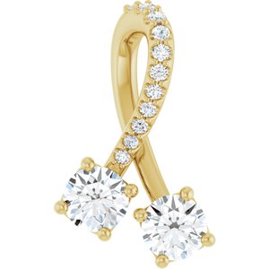 Pendentif en or jaune 14 carats serti de diamants naturels (0,5 carat au total)