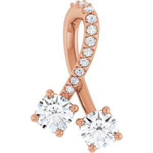 Pendentif en or rose 14 carats serti de diamants naturels (0,5 carat au total).