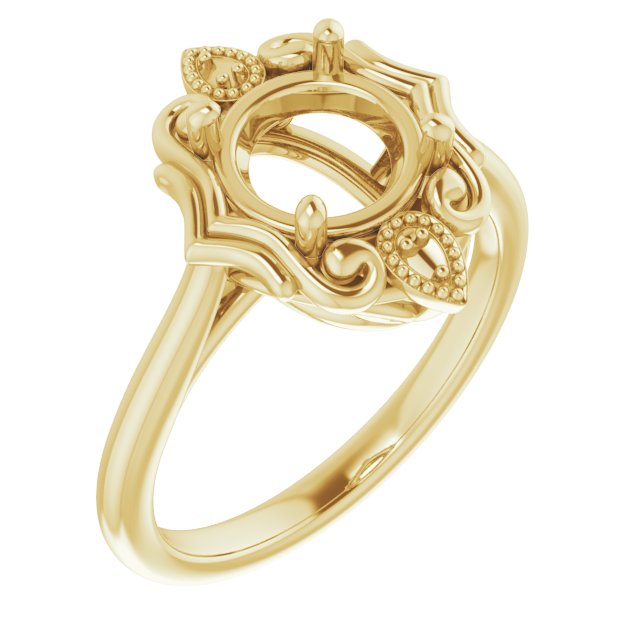 Bague de montage ronde en or jaune 14 carats de 7,4 mm