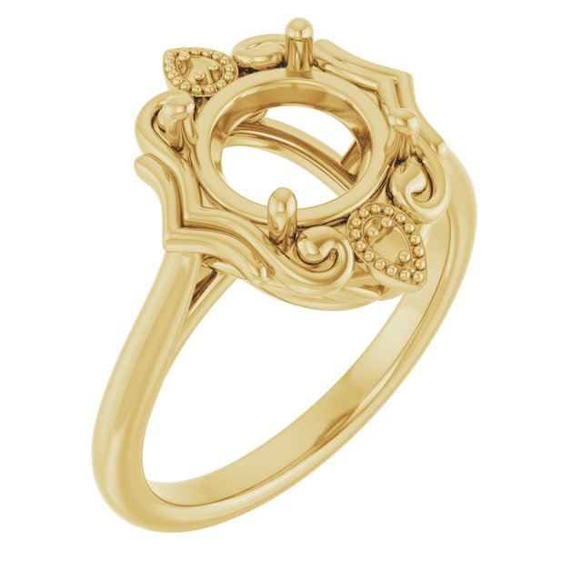 Bague de montage ronde de 8 mm en or jaune 14 carats