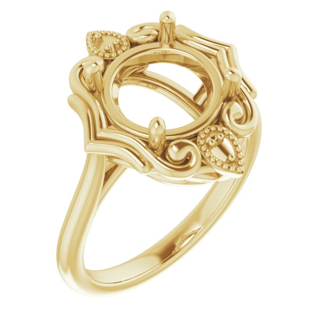 Bague de montage ronde en or jaune 18 carats de 9,4 mm