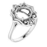 Bague de montage ronde en or blanc 18 carats de 9,4 mm