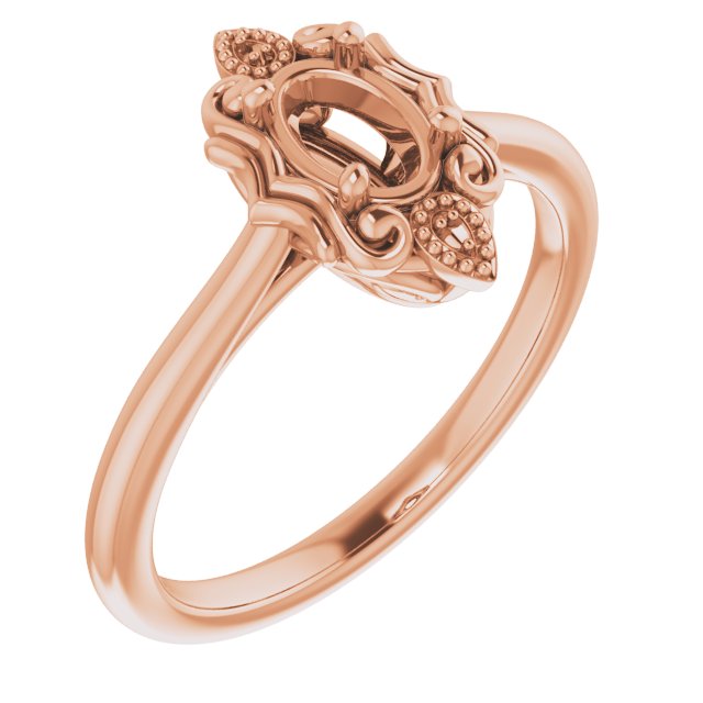 Bague ovale en or rose 18 carats 6x4 mm