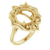Bague de montage ronde en or jaune 14 carats de 12 mm