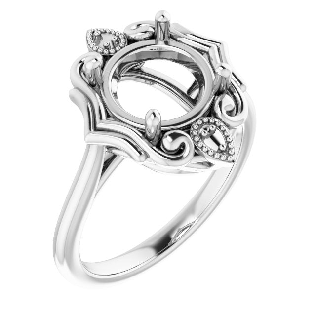 Bague de montage ronde en or blanc 18 carats de 8,8 mm