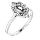 Bague de montage ovale blanche 14K X1 7x5 mm