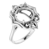 Bague de montage ronde en or blanc 14 carats de 11 mm
