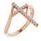 Bague croix en or rose 14 carats sertie de diamants naturels (0,25 carat au total).