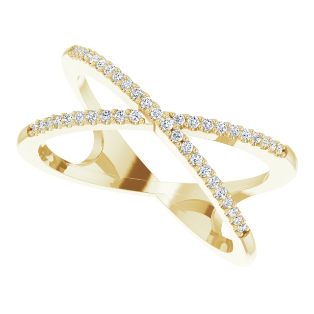 14K Yellow Gold 1/6 CTW Natural Diamond Criss-Cross Ring